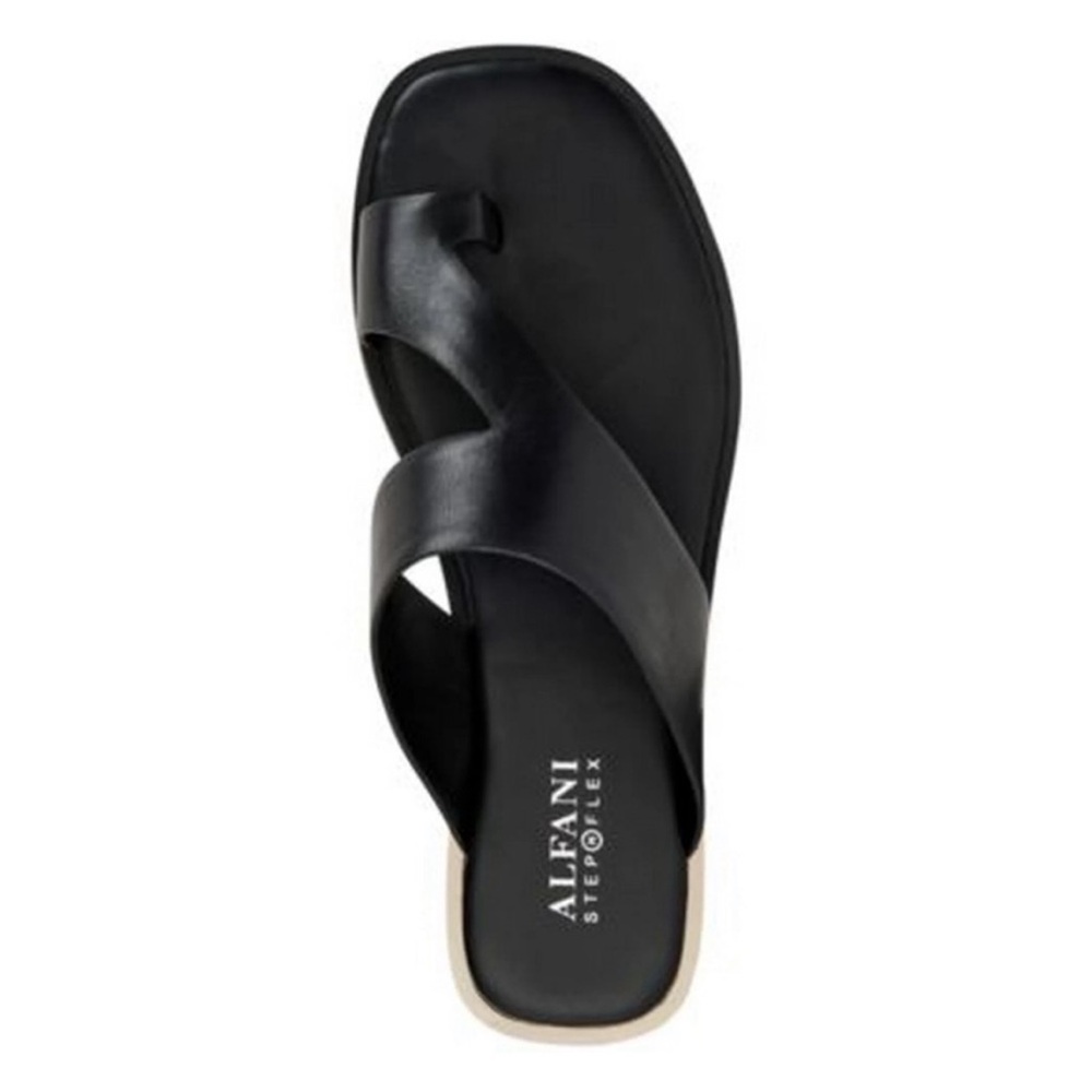 ALFANI Womens Toe-Loop Asymmetrical Comfort Square Toe Slip On Sandals 6M